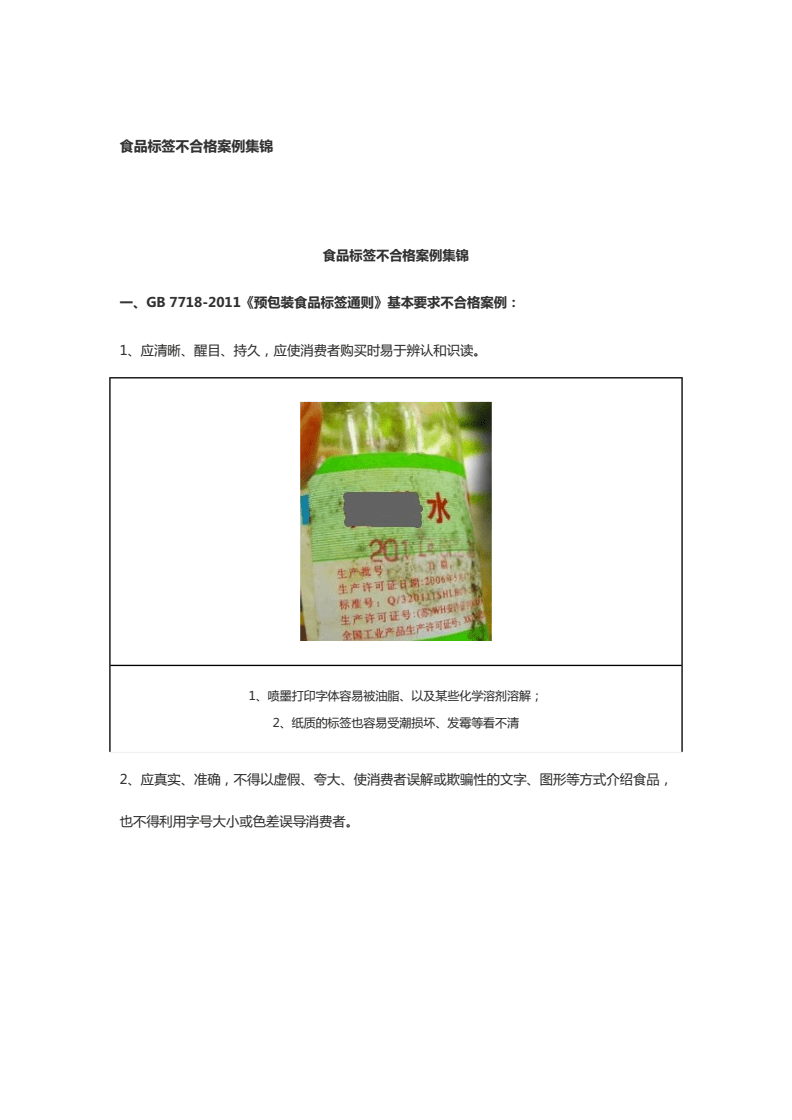 预包装食品标签不合格案例-对照7718强制性标识内容资料.docx